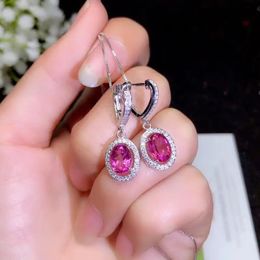 Pendant Necklaces Natural Pink Topaz Ear Nails Simple Style 925 Silver Classic Atmosphere 231208