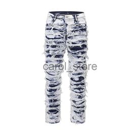 Men's Pants Harajuku Frayed Distressed Retro Tie Dye Jeans Pants Men and Women Straight Ripped Hole Washed Baggy Casual Denim Trousers J231208