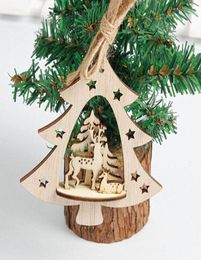 3D Christmas Tree Deer Snowman Wooden Pendants Ornaments Christmas Party Decorations Xmas Tree Wooden House Xmas Tree Pendants q171280963