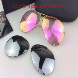 Car brand Carerras 8478 Sunglasses P8478 A mirror lens pilot frame with extra lens exchange car brand large size men brand designe189q