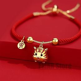 Charm Bracelets 2022 Lucky Chinese Year Tiger Rope Red String Handmade Couple Bracelet Gift Jewelry Adjustable Ethnic248W