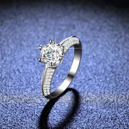 Wedding Rings Fine Jewellery 18K White Gold Ring Round Sparkling 1 Carat VVS1 D Colour Diamond Rings Wedding Accessories for Women 231208