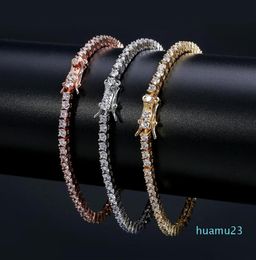 European and American tennis chains Hiphop Tide Men039s Bracelet Zirconmicroencased 3mm Bracelet Tennis bracelet249c4500930