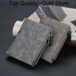 Wallets Leather Men Wallet Coin Purse Small Mini Card Holder Solid Color Male Pockect Vintage Hasp Money Clip Short