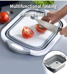 3 IN 1 Flexible Chopping Blocks Cutting Board Silicone Folding Drain Basket Cooking CuttingBoard Storage Kitchen Stuff Collapsibl1208805