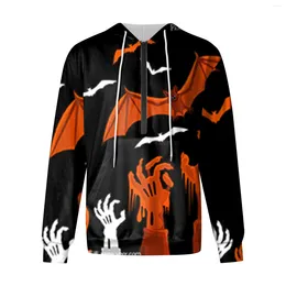 Men's Hoodies Halloween Outdoor Hooded Long Sleeve T-Shirt Autumn Casual Top Pumpkin Ghost 3d Printed Unisex