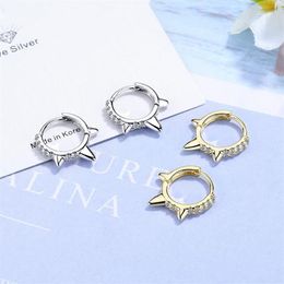Todorova Punk Cool Light Rivet Small Open Hoop Earrings Cubic Zirconia Spike Earrings for Women Jewelry277T