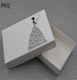 10pcs White Paper Wedding Gift Box Bride Printed Cardboard Paper Packing Box Wedding Dress Jewellery Clothing Package2797579