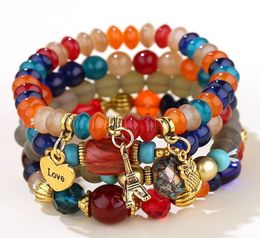 Candy Colour Multilayer Bohemia Bracelets Resin Beads Stone Bracelets For Women Bijoux Owl Charm Bracelet Femme Jewellery 20202621668