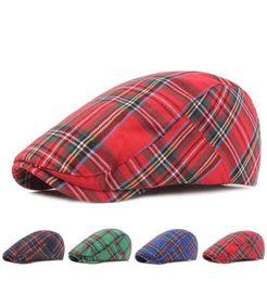 Berets French Style Cap Plaid Beret Women Spring Summer Cotton Irish Red Green Peaky Blinders Gentlemen Vintage Winter Ladies HatB4624704