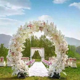 O shape wedding Center pieces Metal Wedding Arch Door Hanging Garland Flower Stands with Cherry blossoms For Wedding Event Decor328O