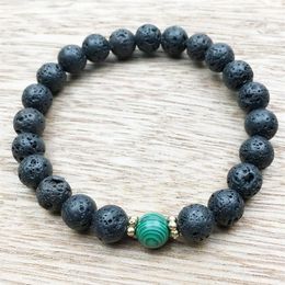 SN1004 Mala Beads Yoga Bracelet Men Lava Malachite Bracelet Earthy and Nature Courage Well Being Jewelry Whole302r