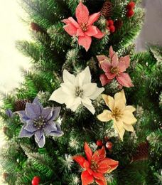 Large Artificial Flowers for Christmas Decor Glitter Poinsettia Fake Flowers DIY Home Xmas New Year Decoration Flower Wedding1198254