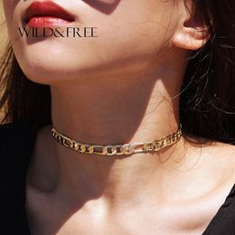 New Cuban Link Chain Choker Necklace For Women Gold Black Rose Gold Copper Sexy Necklace Statement Chokers Whole Jewelry281j