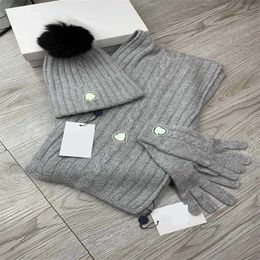 designer hats scaves gloves sets winter 3pcs set woman mens knit scarf beanie glove cashmere wool knitted shawls beanies snow skiing beanies