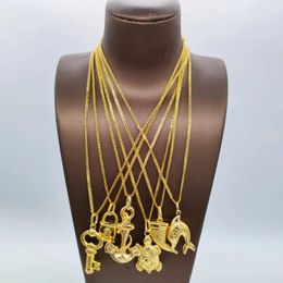 Pendant Necklaces Gold Plated Chain And Pendants For Man Women African Dubai Copper Jewelry Accessories S Size Elephant Cross Vintage Party