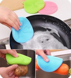 45 Inch For Sterile Cleaning Silicone Double Dish Washing Scrubber Kitchen Vegetable Universal Cleaning Brush 10pcslot DEC3309947188