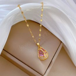 Fashionable Charming Tulip Perfume Drop Necklace Classic Rust-Replenished Steel Light Luxury Niche Cold Wind Clavicle Chain