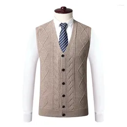 Men's Vests Top Grade Wool Men Autumn And Winter Warm Sweater Vest 2023 Business Casual Classic V-Neck Sleeveless