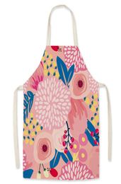 Durable Kid Kitchen Aprons Household Waterproof OilProof Comfortable Leaves Sleeveless Linen Printing Work Apron Cooking Baking B8826554