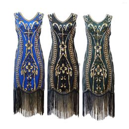 Casual Dresses 1920s Flapper Dress For Female Great Gatsby Party Evening Sequins Fringed Elegant Women 20s Sequin S-XL