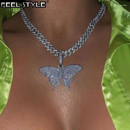 Pendant Necklaces Hip Hop Bling Animal Butterfly Iced Out Cubic Zircon Solid Back Necklace & For Men Jewelry Charm Tennis Chain