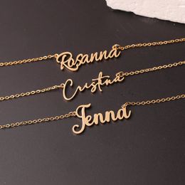 Pendant Necklaces Custom Name Necklace Personalised Golden Choker Stainless Steel Necklaces For Women Man Customised Jewellery Couple Gift 231211