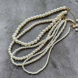 Chains YOUNGX Korean Reina Style 4mm 6mm Bright Pearl Necklace Light Luxury Elegant Handmade Beaded Choker For Women Jewellery Gift