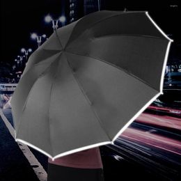 Umbrellas Fully Automatic Travel Umbrella With LED Light Reverse Folding Reflective Stripe Foldable For Men & Women