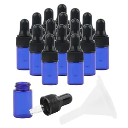 Wholesale Glass Perfume Bottles 15Pack 1ml 2ml Blue Empty Bottles of Essential Oil Dropper Vial Sample Perfume Bottles