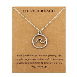 Pendant Necklaces Ocean Waves Beach Necklace Nautical Surfing Pendants Women Men Jewelry Lover's Party Gift Drop258C