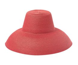 New Women WideBrimmed Straw Hat Fashion Stage Catwalk Concave Shape Fedora Hats Summer Beach Lanyard Sun Protection Cap YL56553216