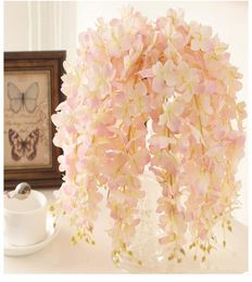 30PCS Artificial Hydrangea Wisteria Flower For DIY Wedding Arch Background Square Rattan Wall Hanging Basket Can Be Extension4056034