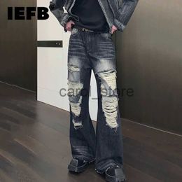 Men's Pants IEFB Men Trend Jeans Fashion Frayed Edge Niche Design Straight Slim Denim Jeans Worn Out Vintage Jean Trousers Autumn New 9C2501 J231208