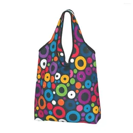 Shopping Bags Colourful Seamless Pattern With Circles Bag Tote Portable Abstract Geometric Groceries Shopper