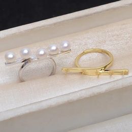 Cluster Rings MeiBaPJ 5 Natural Freshwater Pearls Balance Beam Ring 925 Sterling Silver Fine Party Jewellery For Women