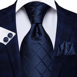 Neck Ties HiTie Blue Business Solid 100% Silk Mens Tie NeckTie 85cm Ties for Men Formal Luxury Wedding High Quality Gravata 231208
