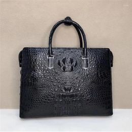 Briefcases Business Style Authentic Exotic Alligator Skin Men's Briefcase Genuine Real Crocodile Leather Male Large Working Laptop