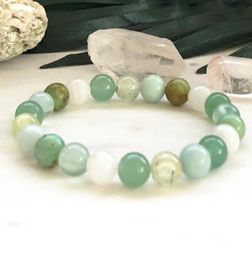 MG0874 New Design Green Aventurine Prehnite Bracelet Womens African Turquoise Moonstone Energy Power Bracelet8029820