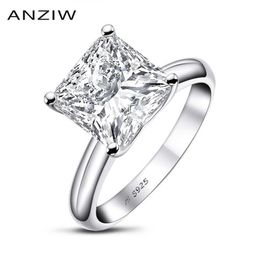 AINUOSHI 925 Sterling Silver 3 Carats Princess Cut Engagement Ring for Women Sona Simulated Diamond Anniversary Solitaire Ring Y11264H