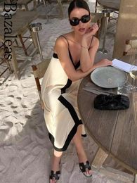 Casual Dresses Bazaleas Store Chic Summer Women's White Black Long Dress Elegant Official