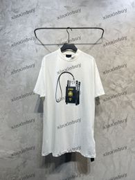 xinxinbuy Men designer Tee t shirt Letter passport printing short sleeve cotton women Black white blue Grey S-2XL