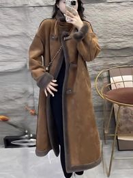 Women's Fur Korean Fashion Stand Collar Faux Coat For Women With Lamb Wool Lining 2023 Arrival Winter Jacket