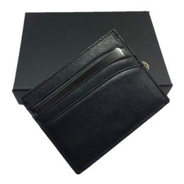 Porta della carta di credito in pelle vera nera High Qualty Small ID Case Case Formale BUSINESS MEN ASSOTTO THIP THIPS WALKET COIN PO308G