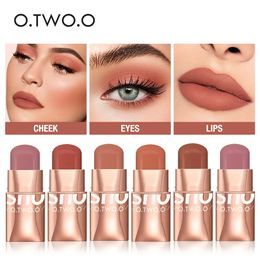 Lipstick Matte Lipstick Long Lasting Permanent 3 In 1 Waterproof Lip Tint Sexy Red Pink Lip Stick Makeup Blush Eyeshadow 231208