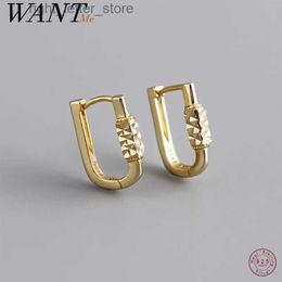 Stud WANTME 925 Sterling Silver European Fashion U-shaped Unique Design Ear Buckle for Women Charm Hoop Earrings Jewelry Accessories YQ231211