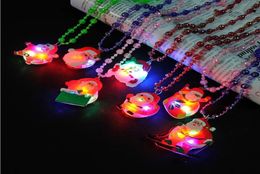 Flashing Light Up Christmas Holiday Necklaces for Kids Santa Claus Christmas Tree Decorations LED Xmas Gift Supplies 12 Pcs in 9391702