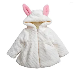 Jackets Girls Fur Hoodies Cartoon Pattern Girl Coat Solid Colour Children Jacket Casual Style Kids Clothes