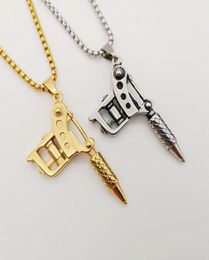 Black Knight Vintage mens cool Tattoo Machine pendant necklace 316 stainless steel hip hop punk personal necklace jewelry 2010132537396