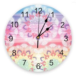 Wall Clocks Beautiful Mandala Clock Living Room Home Decor Large Round Mute Quartz Table Bedroom Decoration Watch